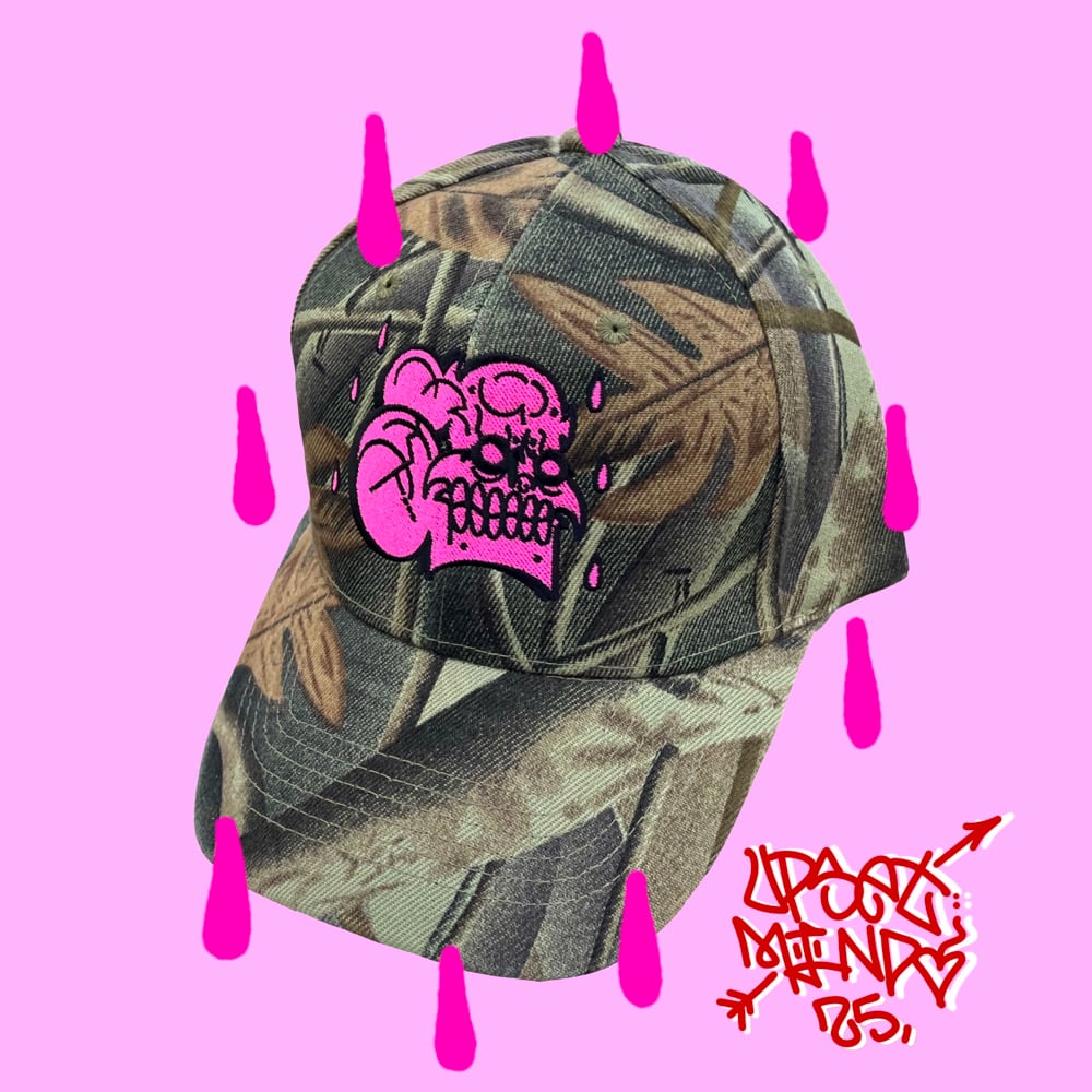 Image of pink upset camo hat