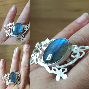 Image of Wildflower Series:sterling silver and labradorite wildflower ring