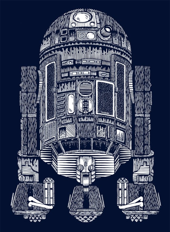 Image of R2D2 block print