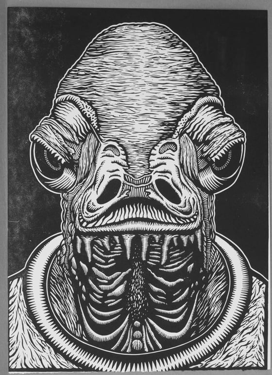 Image of Admiral Ackbar Block Print