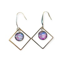 Image 1 of Hues of Purple and White- Abstract Art Statement Earrings