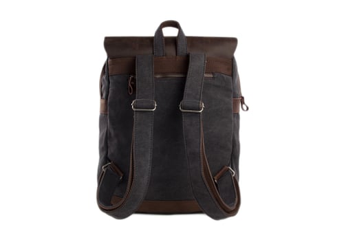 Image of 14'' Canvas Leather Backpack Rucksack School Backpack Casual Backpack 12032