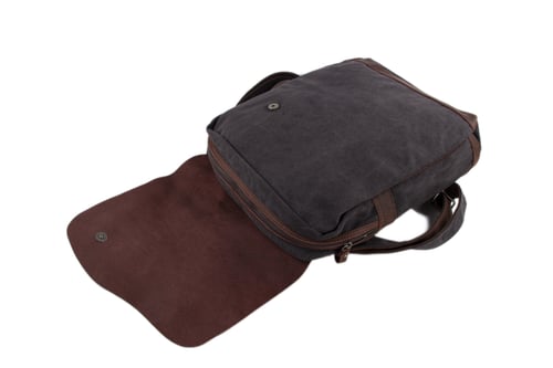 Image of 14'' Canvas Leather Backpack Rucksack School Backpack Casual Backpack 12032