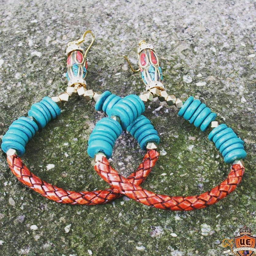 Image of Urban Ellegance Hoop Series Earrings LEATHER/WOOD COMBO