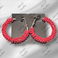 Image 4 of  ANA826012 Small Bead-Wrapped Hoop Earrings