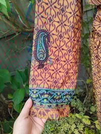 Image 6 of S/ M Sari PJs and matching dust bag with tassel mustard brown jade 