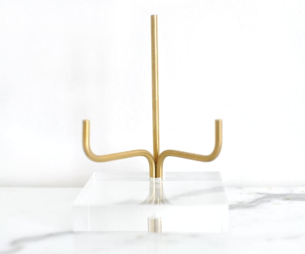 Image of Brass and Lucite Stand Mineral Holder