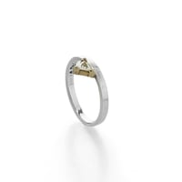Image 2 of triangle moissanite yellow gold engagement ring . R-1