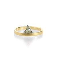 Image 1 of triangle moissanite yellow gold engagement ring . R-1