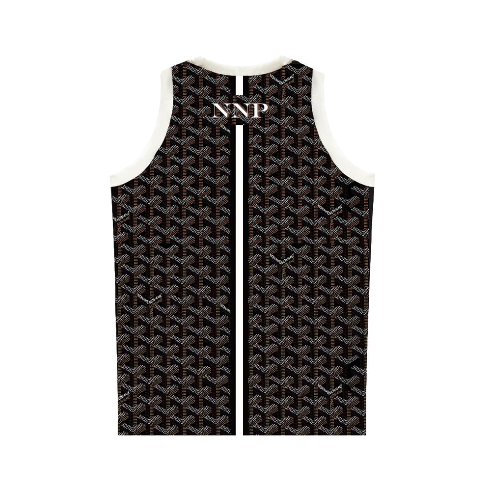 Image of Goyard "Inspired" Basketball Jersey - Black / White stripes.