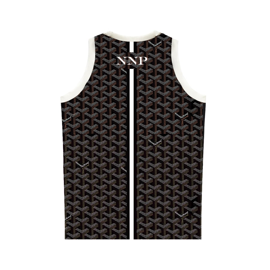 Image of Goyard "Inspired" Basketball Jersey - Black / White stripes.