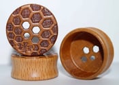 Image of Wood Flesh Plugs - Carved Honeycomb & Bee