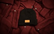 Image of Embossed Leather Beanie