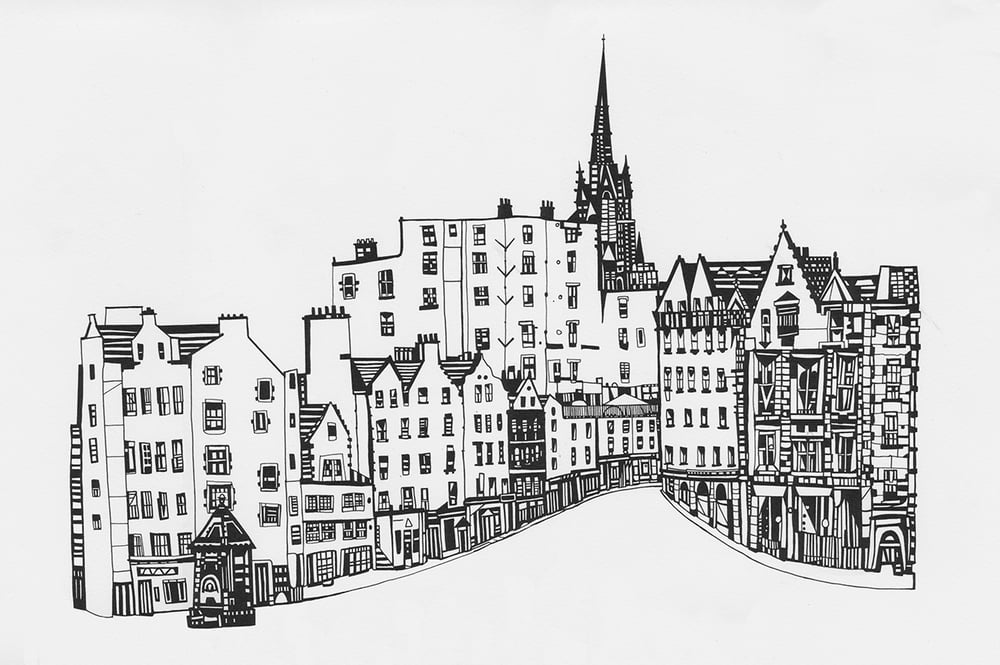 Image of Victoria Street (from the Grassmarket) screen print