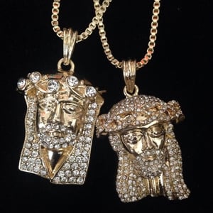 Image of Red stone x Jesus piece w stones x Bling Jesus piece