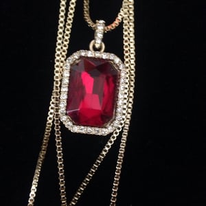 Image of Red stone x Jesus piece w stones x Bling Jesus piece