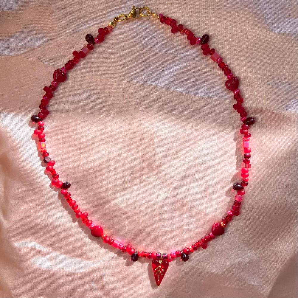 Image of classic red heart necklace