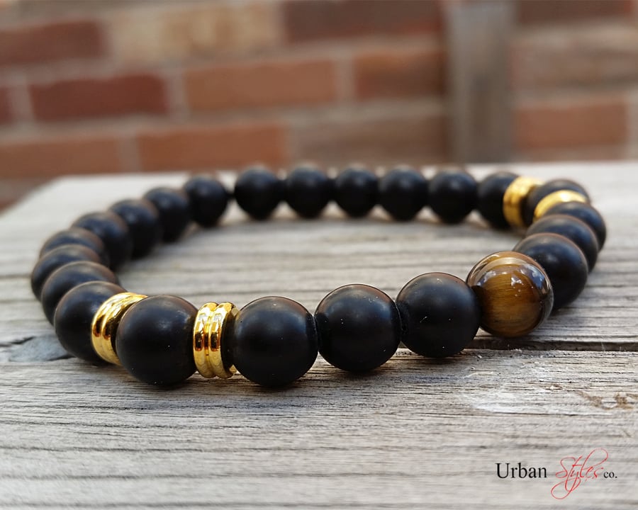 Image of Tiger Eye | Gold Ringets x Lava Beads