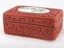 Image of VINTAGE CHINESE CINNABAR BOX WITH HAND-PAINTED PLAQUE