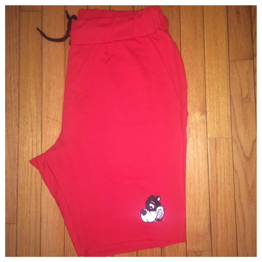 Image of Loudlife Louie embroidery cutoff Sweatshorts (Red)