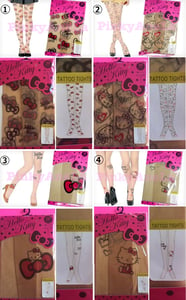 Image of Hello Kitty Tattoo Tights Stocking (Size for M-L) *Sold only in JAPAN*4 DESIGNS*