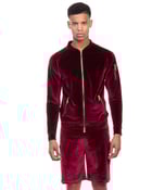 Image of Velour Bomber Jacket - Deep Red