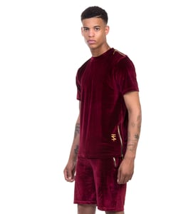 Image of Velour T-Shirt - Deep Red