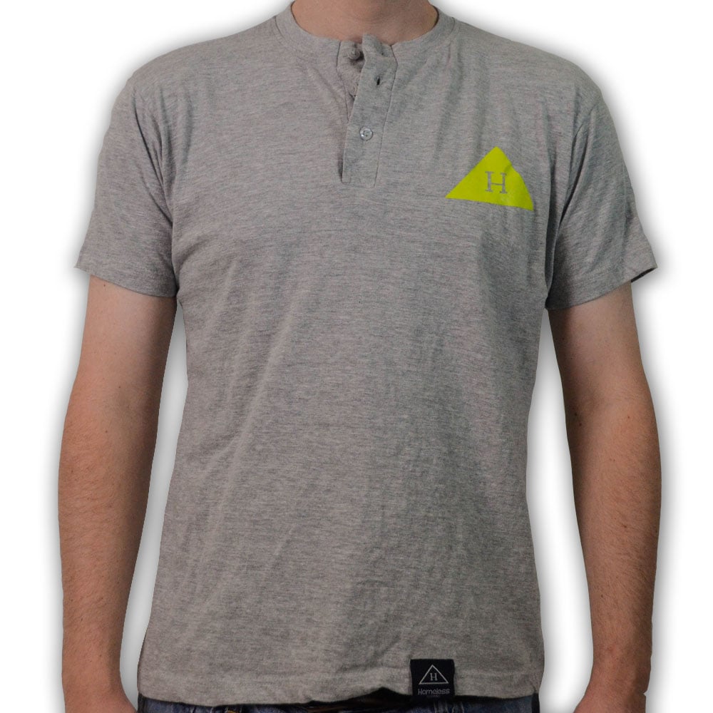 Image of Solid Logo Henley in Light Grey