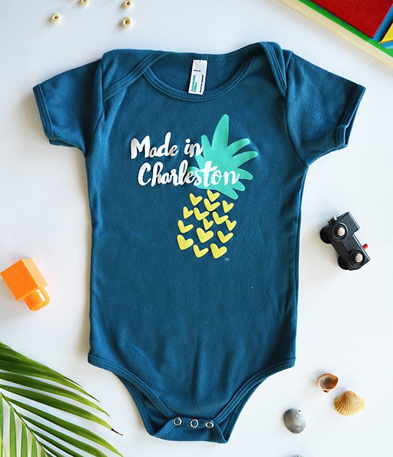 Image of Made in Charleston Baby One Piece in Harbor Blue - Organic