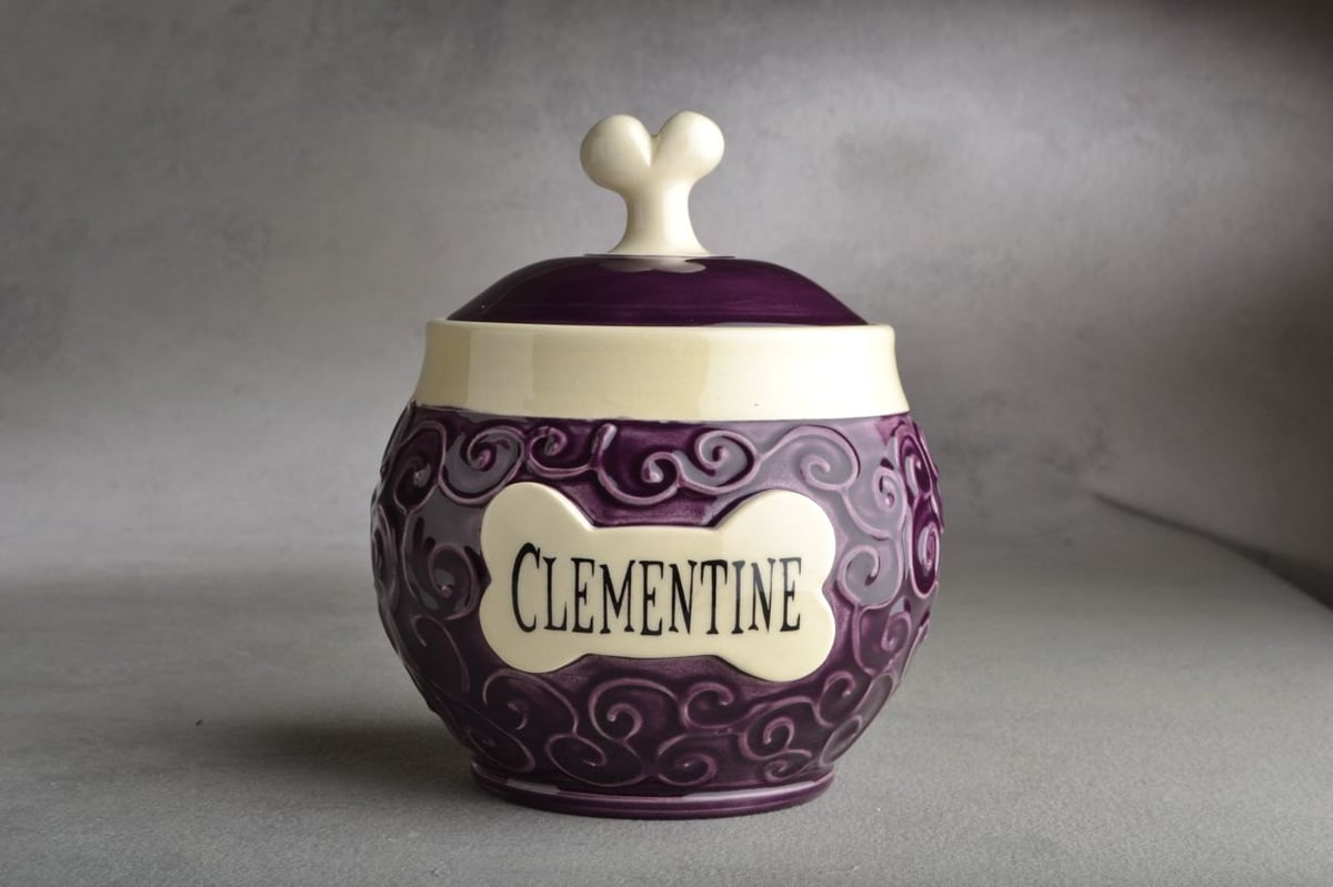 Image of Dog Treat Jar Made To Order Curls Treat Jar By Symmetrical Pottery