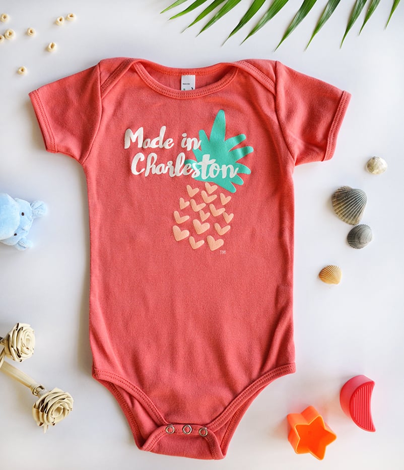 Image of Made in Charleston Baby One Piece in Coral - Organic