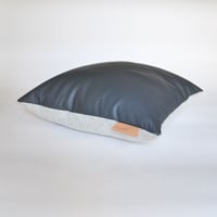 Image 3 of Leather Tab Cushion Cover - Grey Square