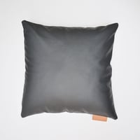 Image 1 of Leather Tab Cushion Cover - Grey Square