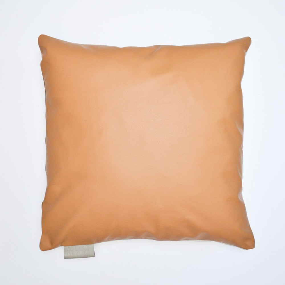 Image of Leather Tab Cushion Cover - Tan Square