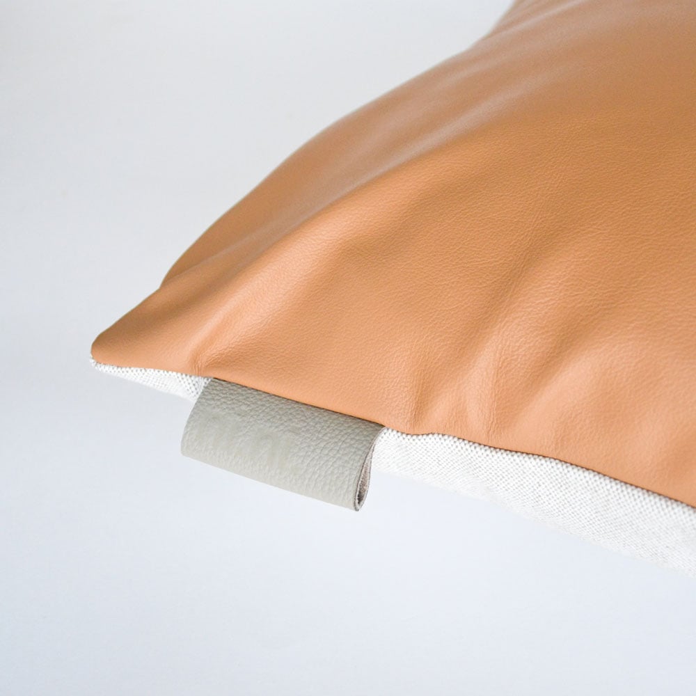 Image of Leather Tab Cushion Cover - Tan Square