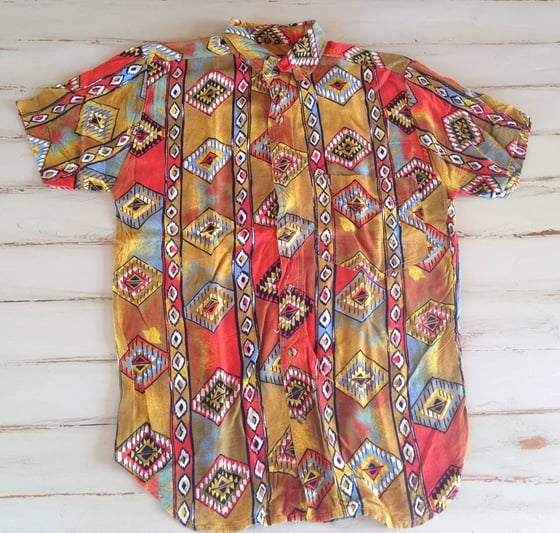 Image of MENS | Aztec-inspired short sleeve shirt | Size M