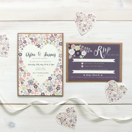 Image of Love Heart Bespoke Wedding Invitation and RSVP Personalised Bundle