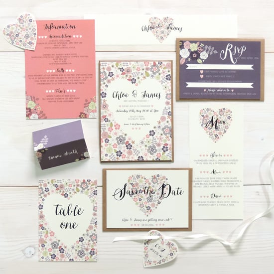 Image of Love Heart Bespoke Wedding Invitation and RSVP Personalised Bundle