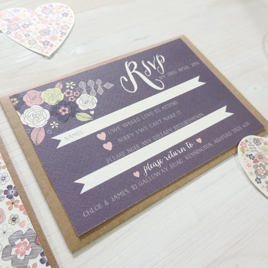 Image of Love Heart Bespoke Wedding Invitation and RSVP Personalised Bundle