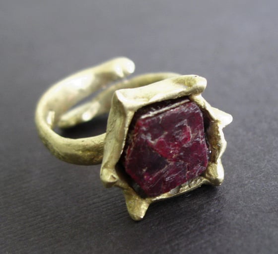 Image of Raw Ruby Bronze Ring Byzantine Medieval