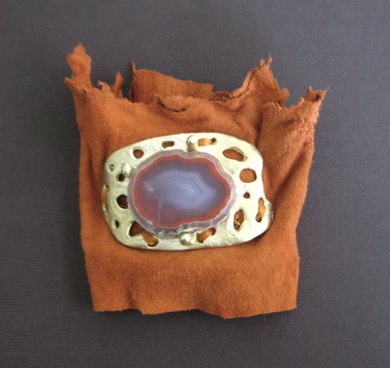 Image of Raw Sliced Agate Bronze Cuff Bracelet 