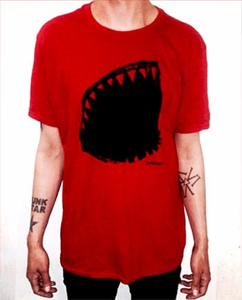 Image of Piano Wire "Sharks Mouth" Red T