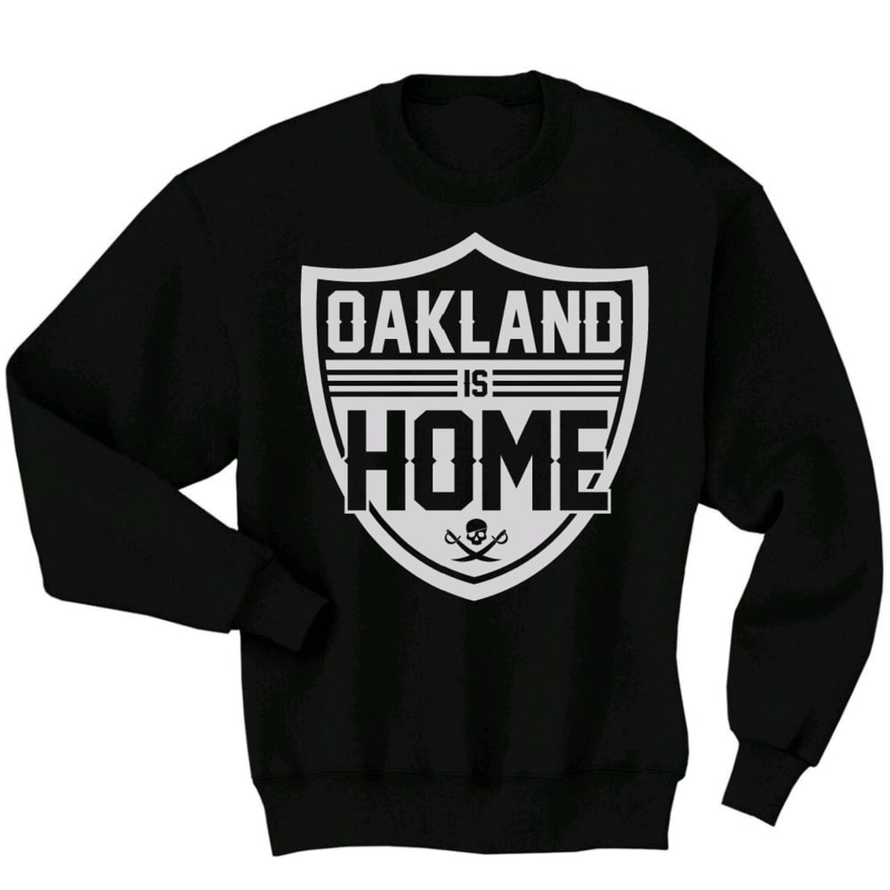 Image of BLACK "Oakland Is Home" Crewneck Sweaters