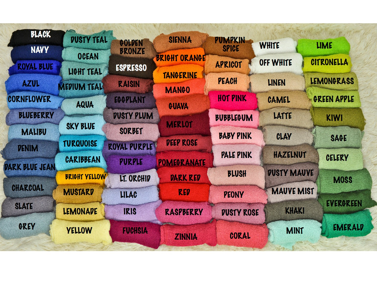 Image of IN STOCK RTS  NEWBORN STRETCH KNIT RAYON WRAPS 80 COLORS