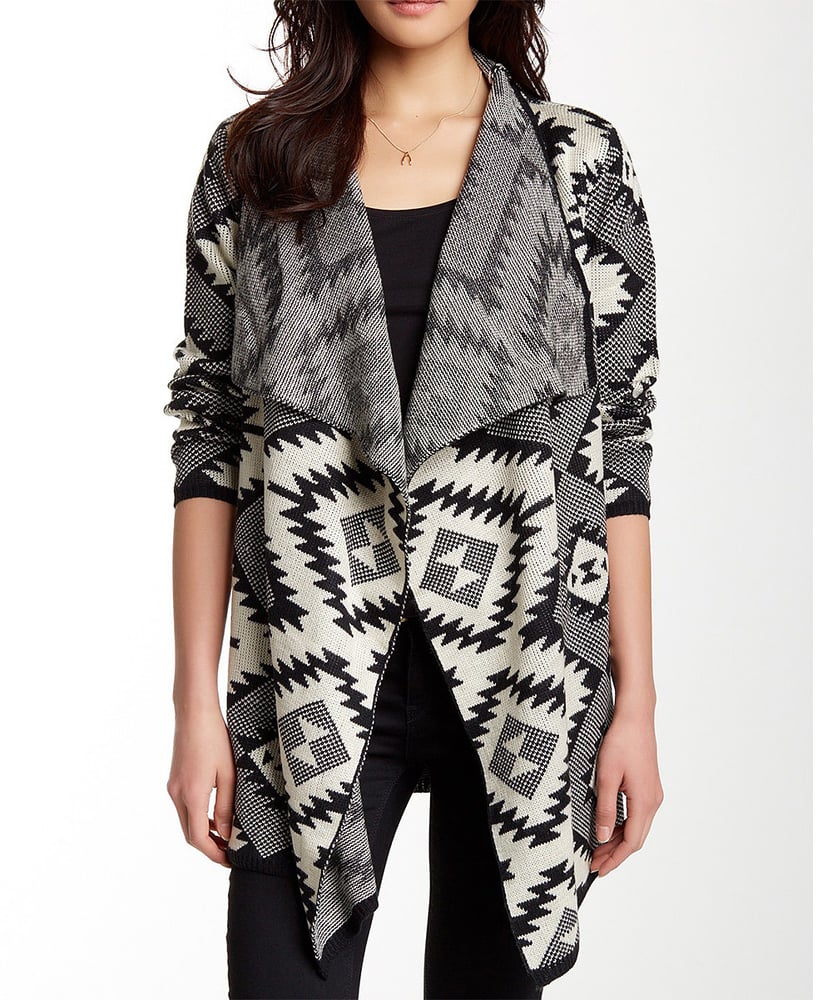 Image of Black & Ivory Geometric Open Cardigan