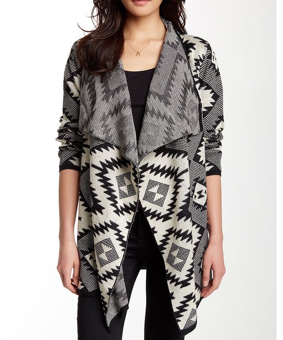 Image of Black & Ivory Geometric Open Cardigan