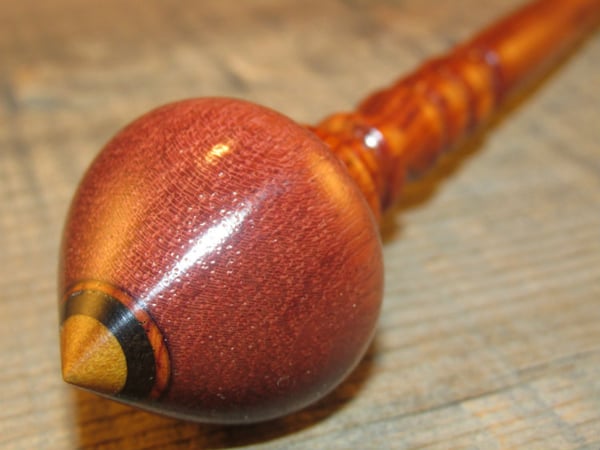 Image of Pierced Heart Spindle LPH125 Lignum, Black Ebony, Purpleheart, Cocobolo 1.2oz. 10 3/4"