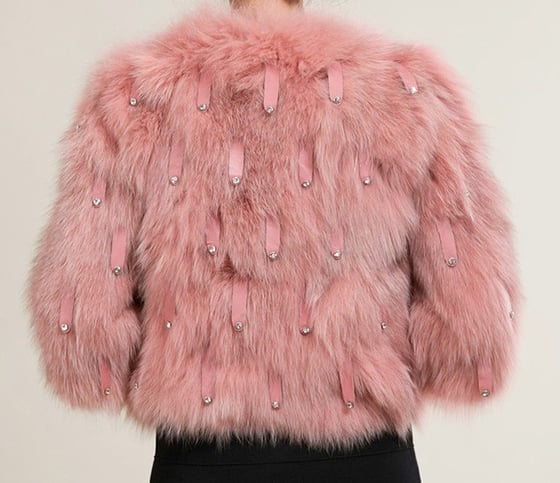 Image of Fox Fur Jacket with swarovski crystal (pink)