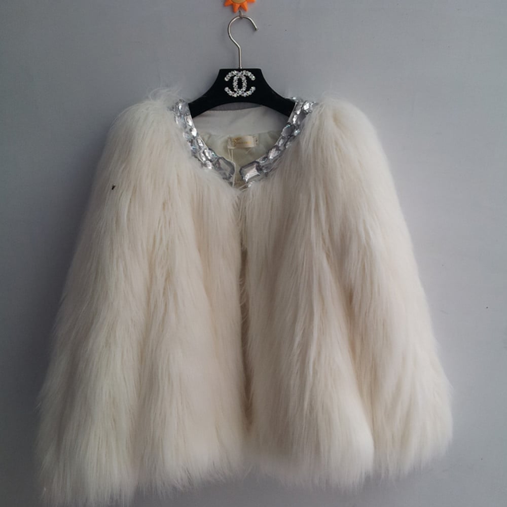 Image of Faux fur grey/ cream-white