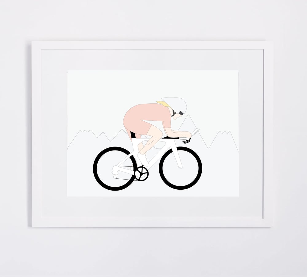 Image of bike print (pink or dark-blue)